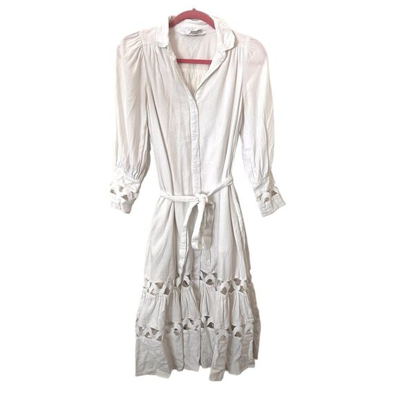 LISA MARIE‎ FERNANDEZ X TARGET Ric Rac Shirt Linen Midi Dress White Sz 0 - Picture 2 of 6